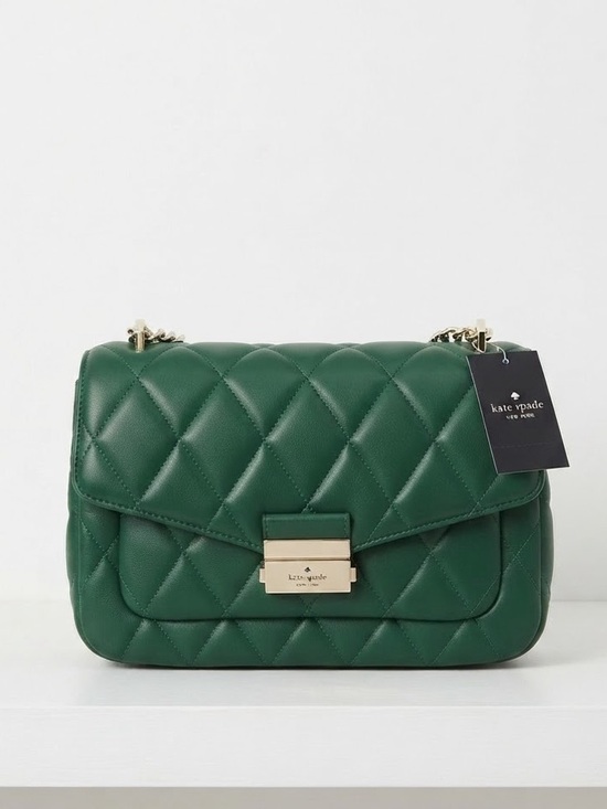 kate spade Handbags - Kate Spade Green Carey Smooth Leather Medium Flap Quilted Shoulder Bag NWT